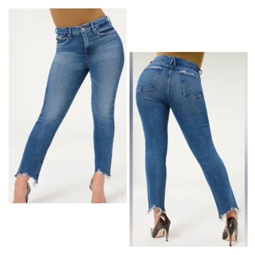 Good American Size 6/28 Good Legs Cigarette Jeans Raw Chewed Hem GLSPL67T
